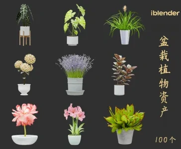 blender盆栽植物资产库景观植物花卉3D模型010