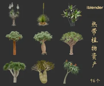 blender热带植物资产库景观植物花卉3D模型012