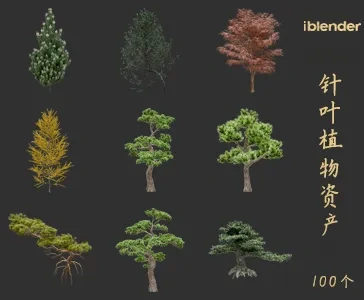 blender针叶植物资产库景观植物花卉3D模型018