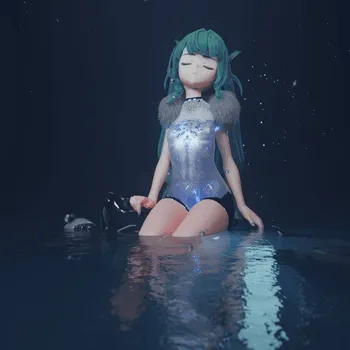 blender卡通女性角色3D模型小女孩ID62209水面青衣