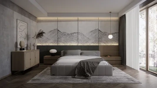 Enscape侘寂风卧室场景SketchUp草图大师模型下载1478