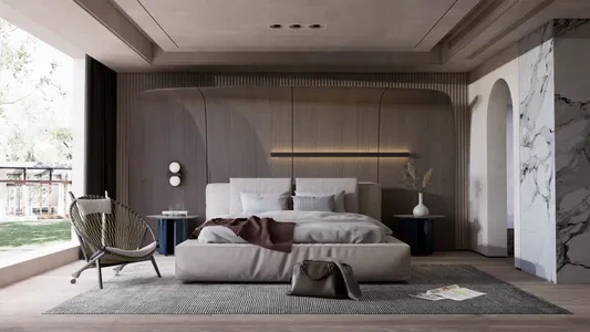 Enscape侘寂风卧室场景SketchUp草图大师模型下载1481