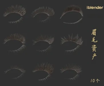 095眉毛Blender资产库-角色动物3D模型